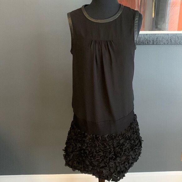 Giambattista Valli for impulse black vegan leather matte swirl ribbon hem midi S - Picture 8 of 9